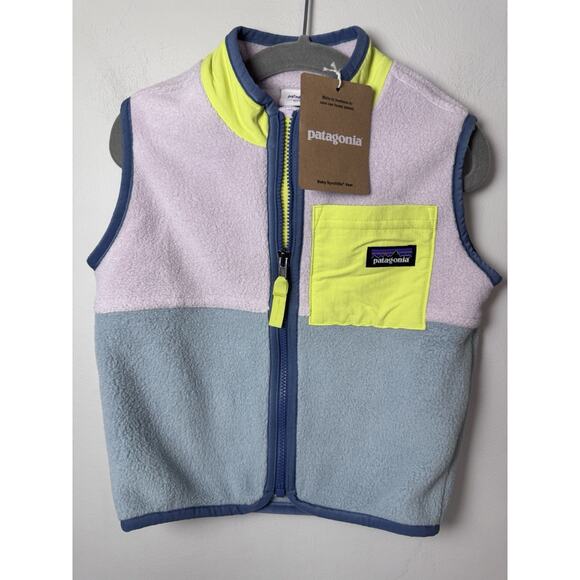 Patagonia BABY SYNCH VEST Fleece Full Zip Sz 2T Purple Green NWT $65